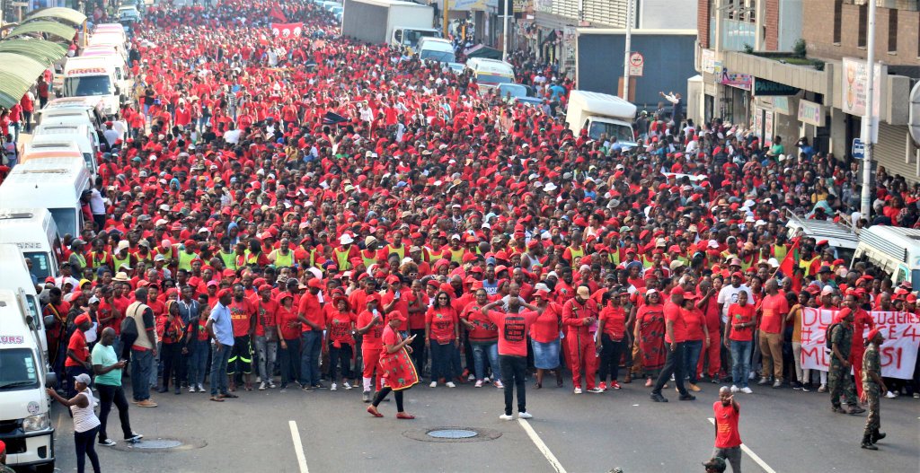 EFF supporters preparing for a march demanding the release of the Phala Phala judgment.
