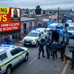 SAPS tactical units arresting KZN prison escapee Thulani Gcaleka in a Gauteng suburb.